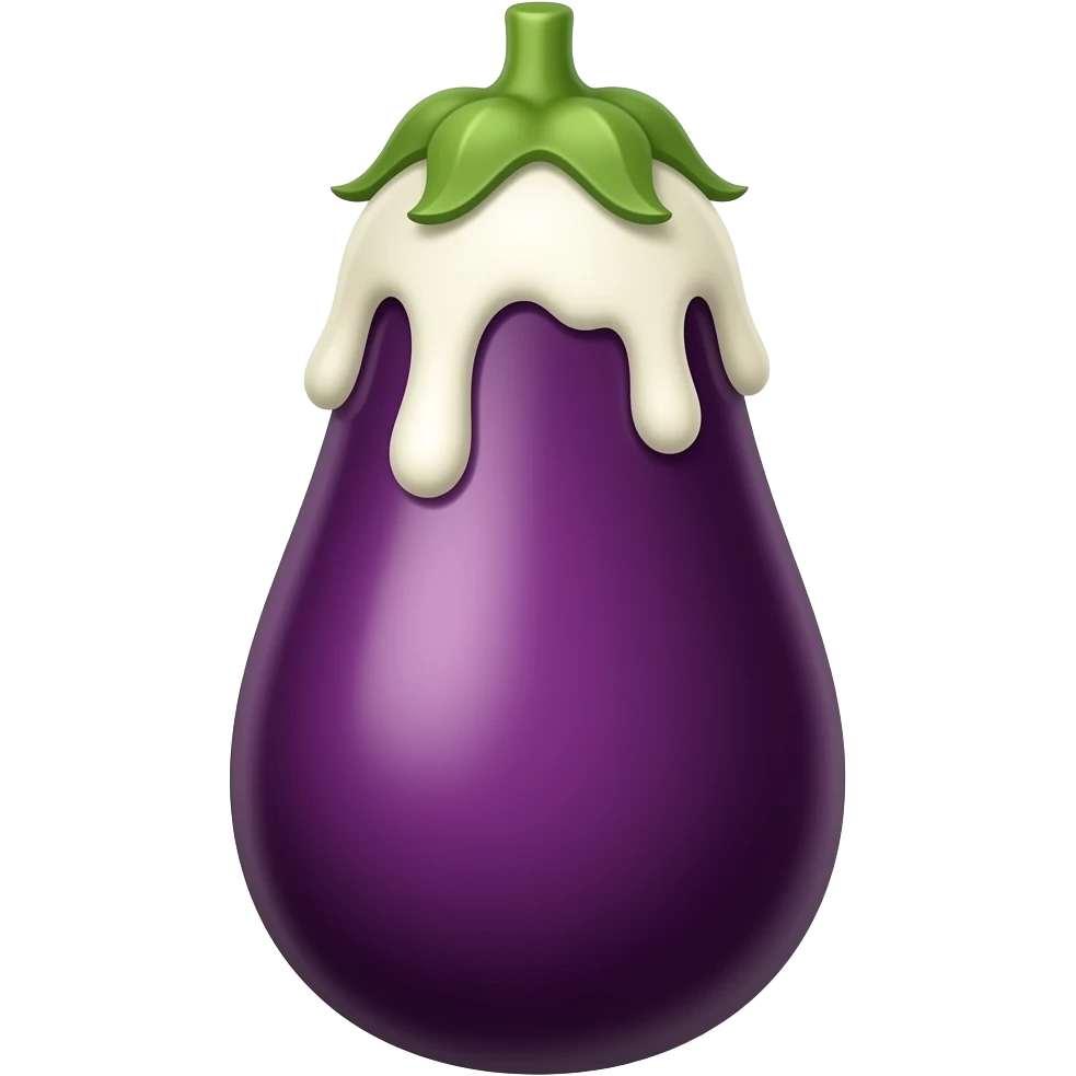 Make me a sticker using the emoji eggplant with an ice cream shaped top without the green park of the eggplant. Make the whole sticker brown emoji