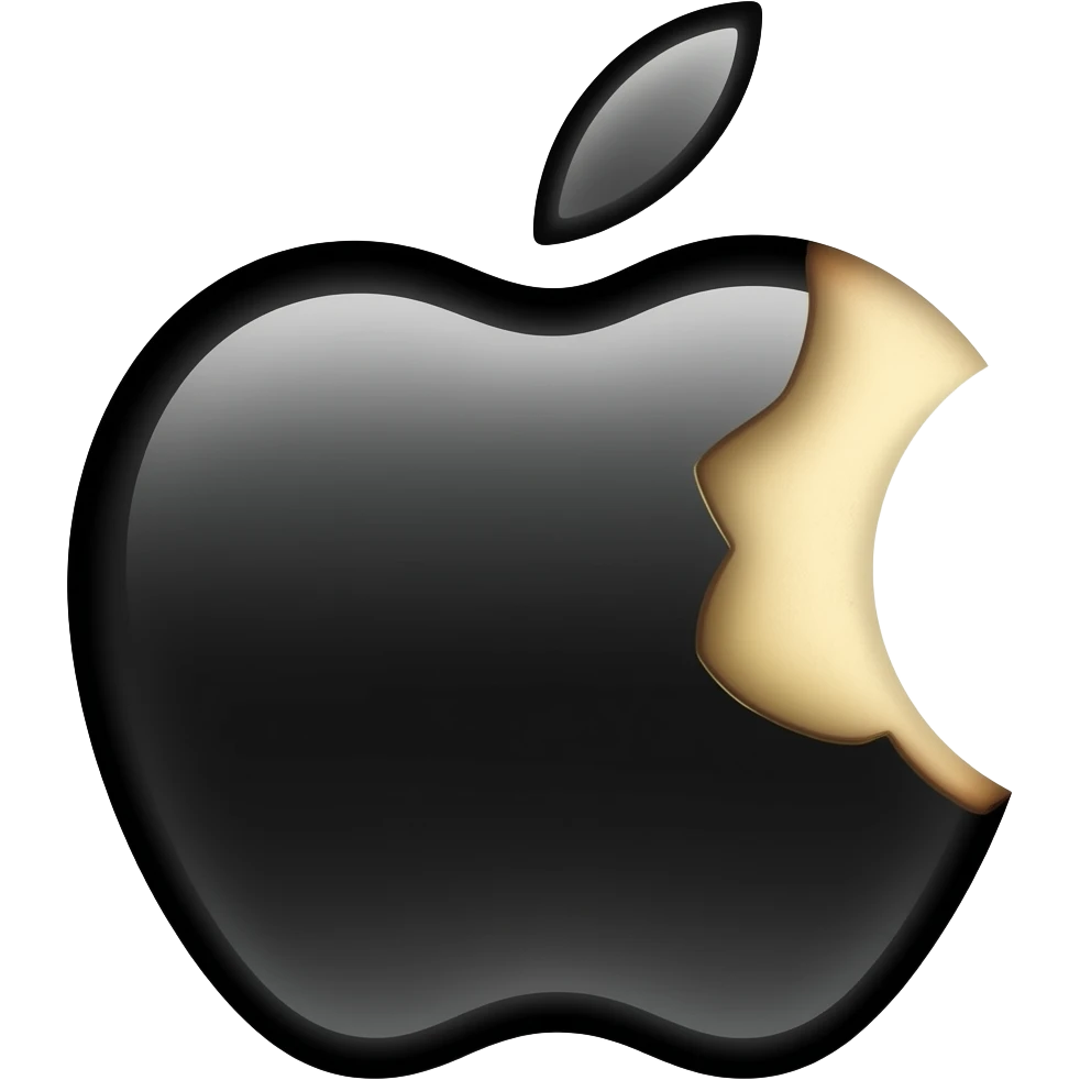 make a  black apple, now make that apple as apple company logo emoji