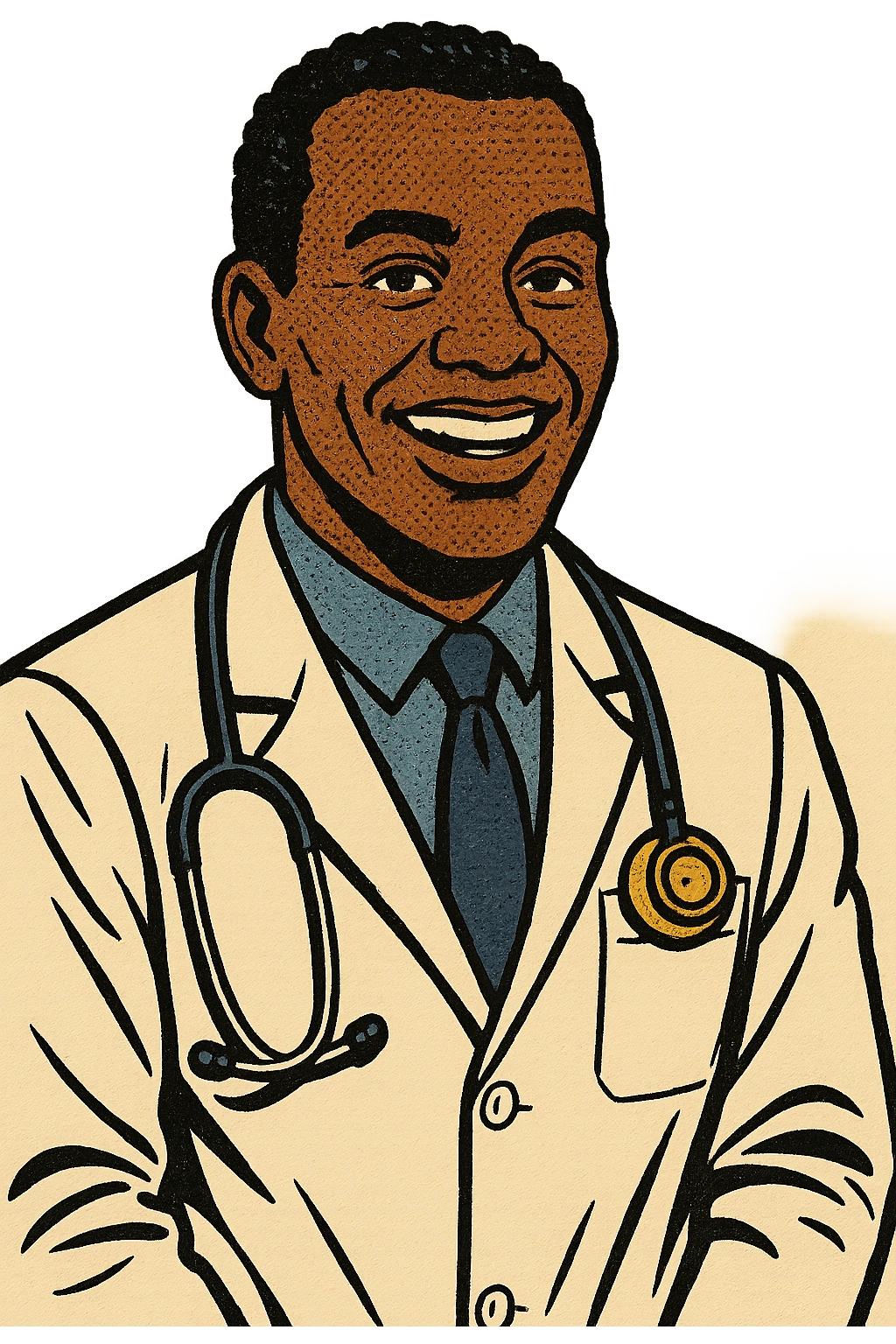 A modern day black doctor smiling emoji