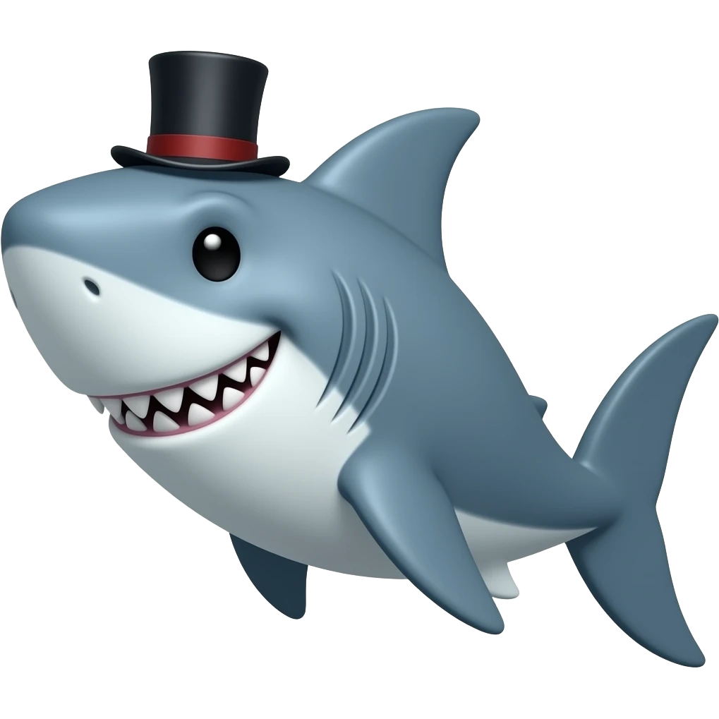 Shark with a top hat emoji