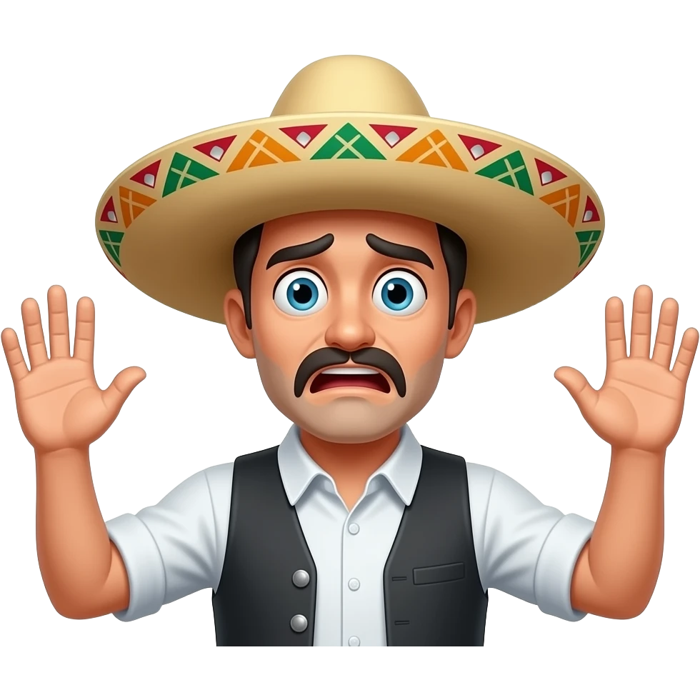 Hands up dont shoot scared mexican in a sombrero emoji