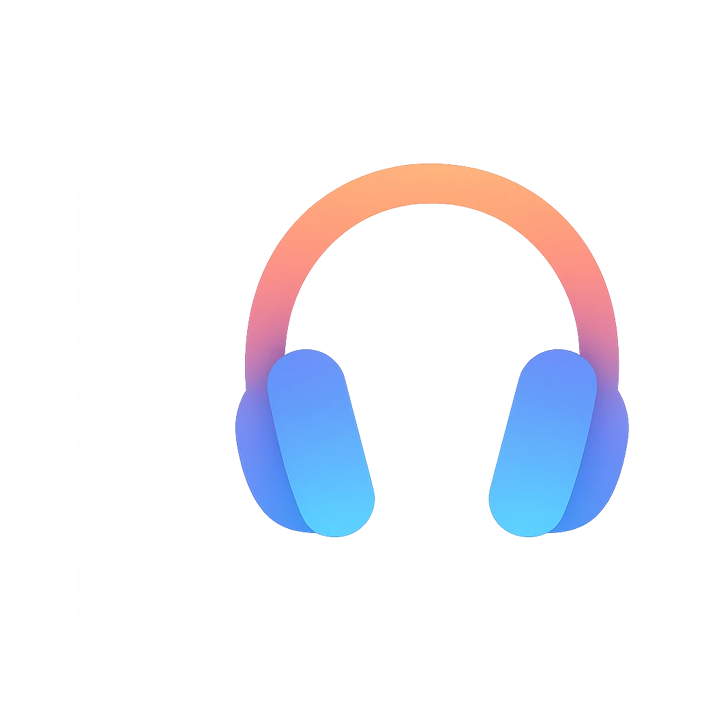 headphones, flat color icon, soft gradients, contemporary emoji