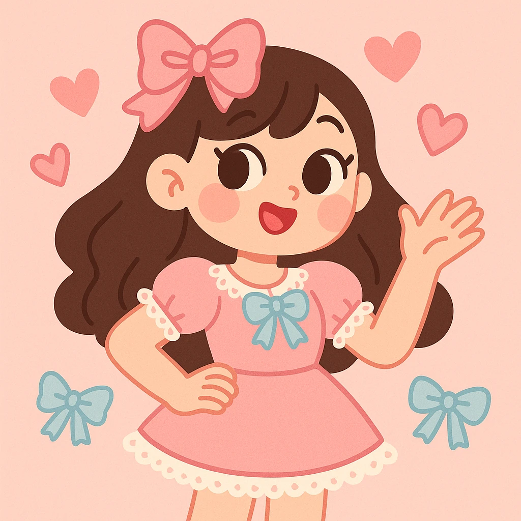 coquette style, soft pastel colors, feminine, bows, hearts, lace, delicate and cute aesthetic emoji