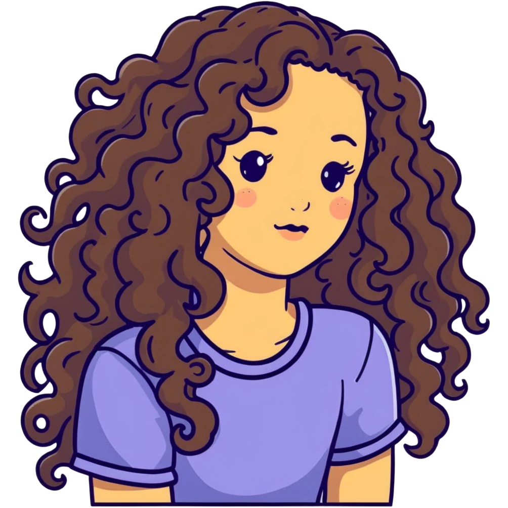 Attractive girl with very very long curly hair and many freckles emoji