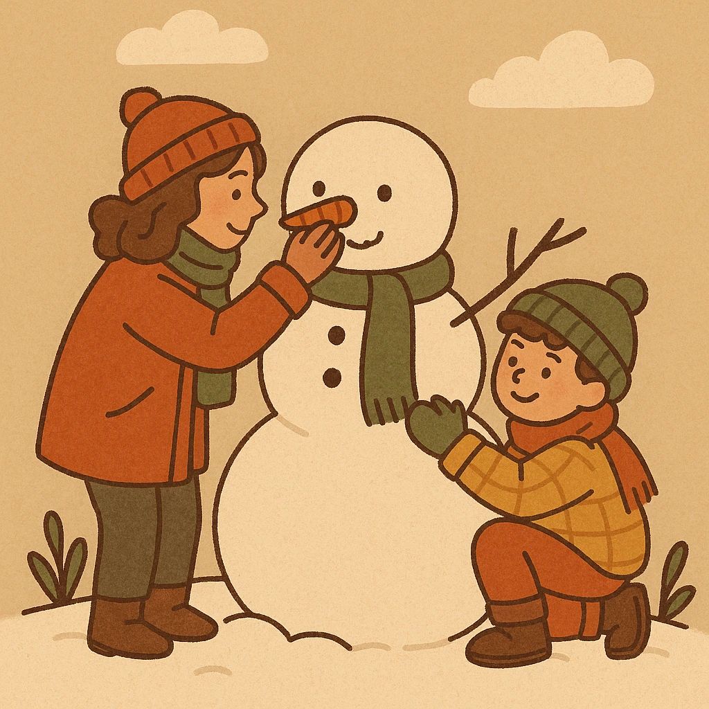 people making a snowman emoji