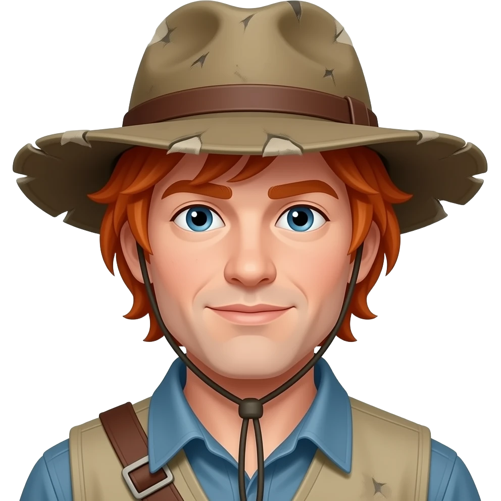 red haired fisher with hat emoji