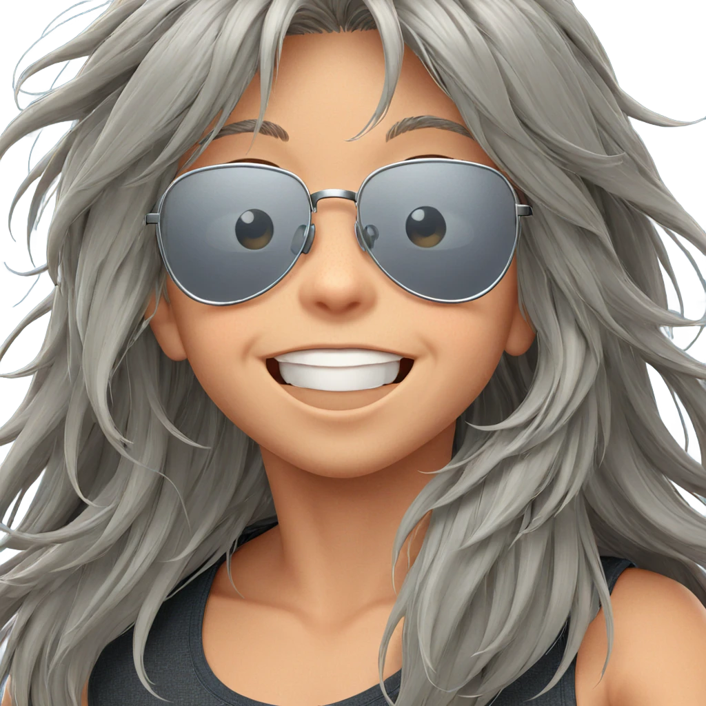 smiling boy with grey hair emoji