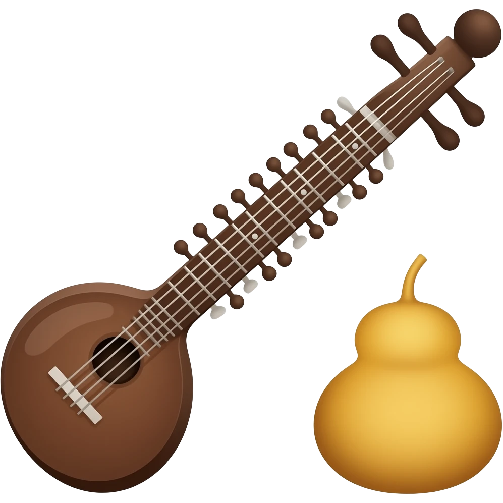 saraswati veena, not a sitar, it should be dark brown in color and should have two gourds on each side, left one bigger than the right emoji