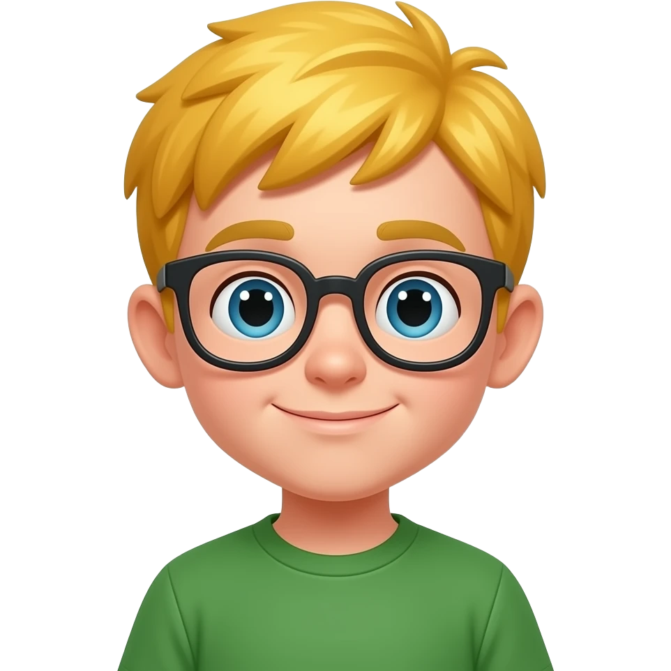 boy with yellow hairs green clothes and glasses emoji