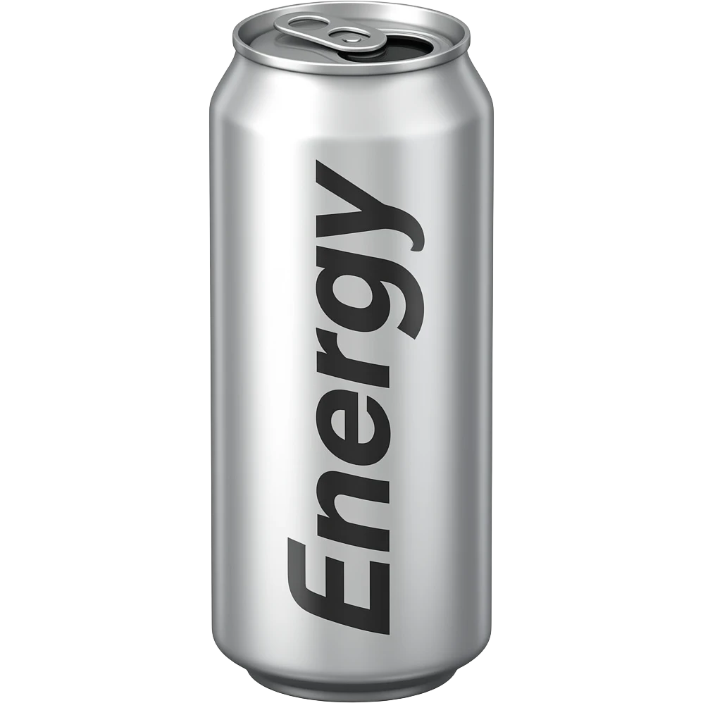 one silver can energy drink generic long size. The brand name is: Energy. emoji