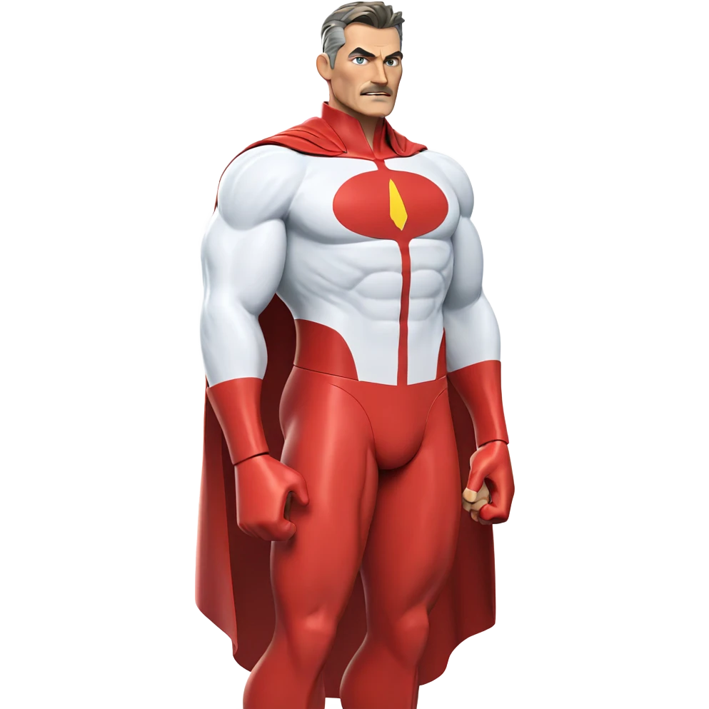 muscular superhero with cape emoji