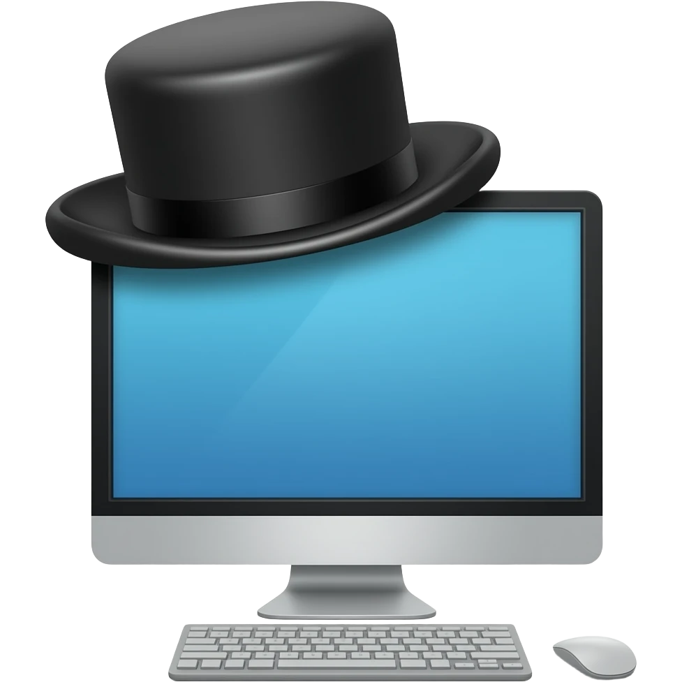 computer with a top hat emoji