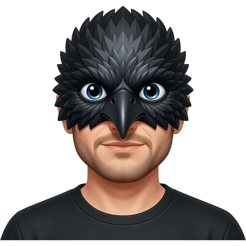 man wearing a Crow Mask emoji