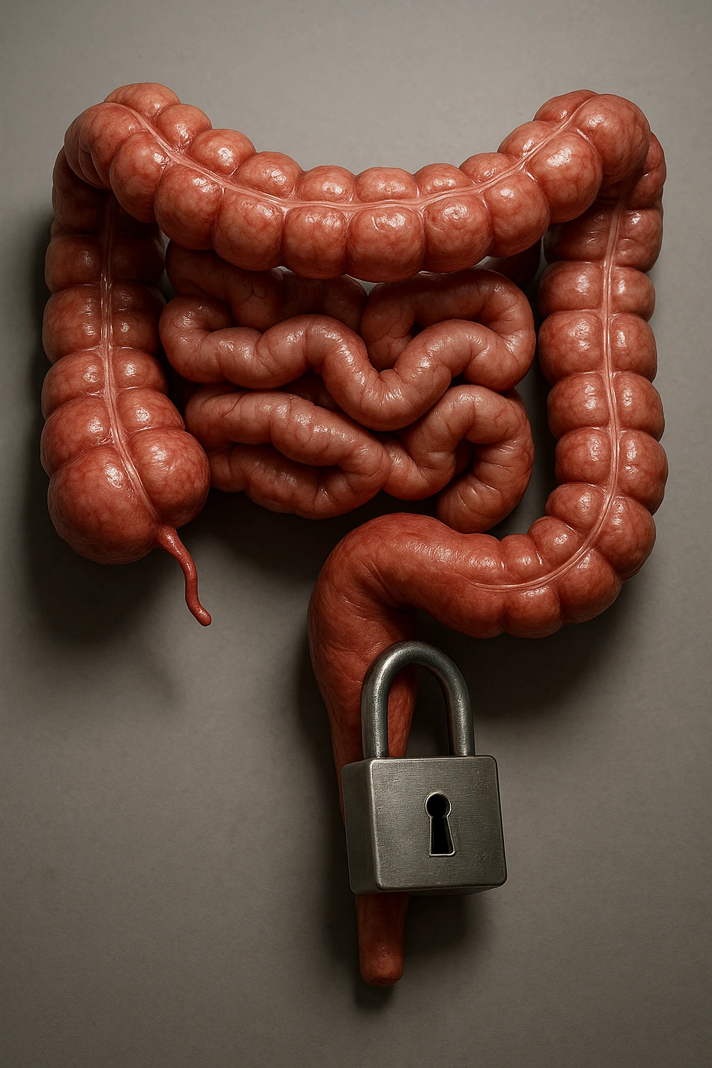 COLON UMANO CON LUCCHETTO DI BLOCCO, IPERREALISTICO 4K emoji
