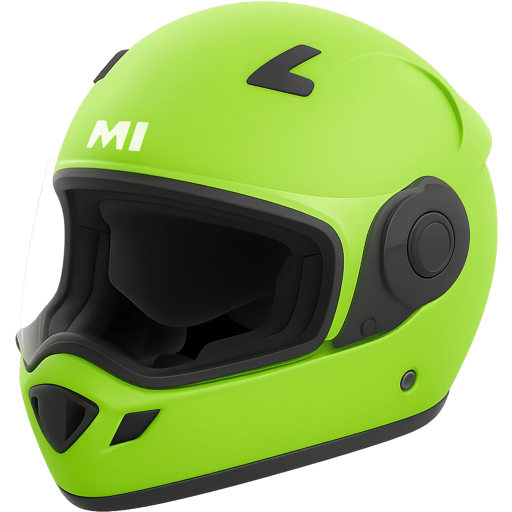Edit the snowmobile helmet to have a modern design with neon green color. Keep the background transparent. emoji
