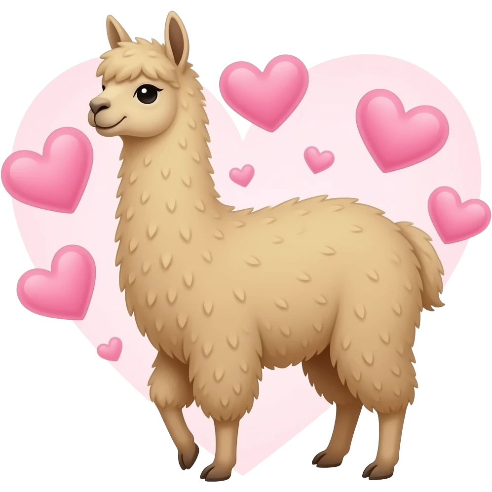 Llama in love with hearts emoji
