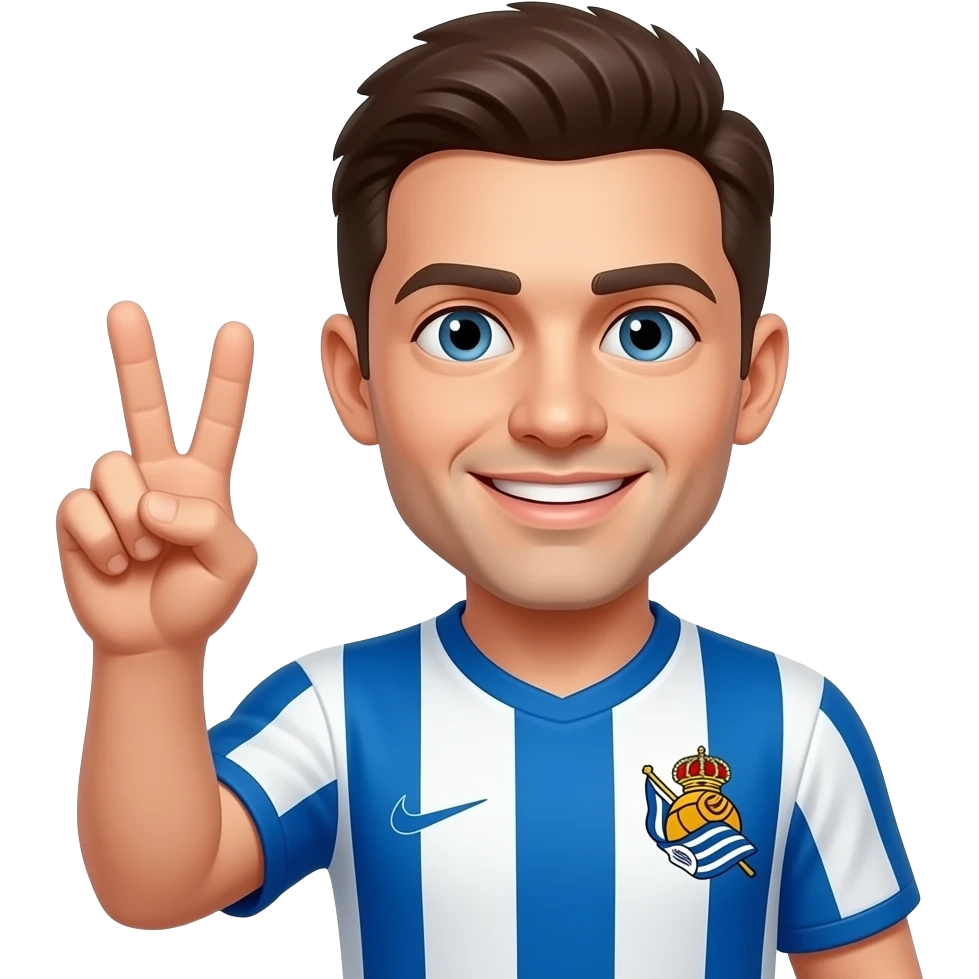En el partido de Copa de la Real Sociedad y Athetico de Madrid en Sevilla gana la Real Sociedad. Imaginate un forofo de la Real Sociedad en un emoji haciendo gesto de haber ganado emoji