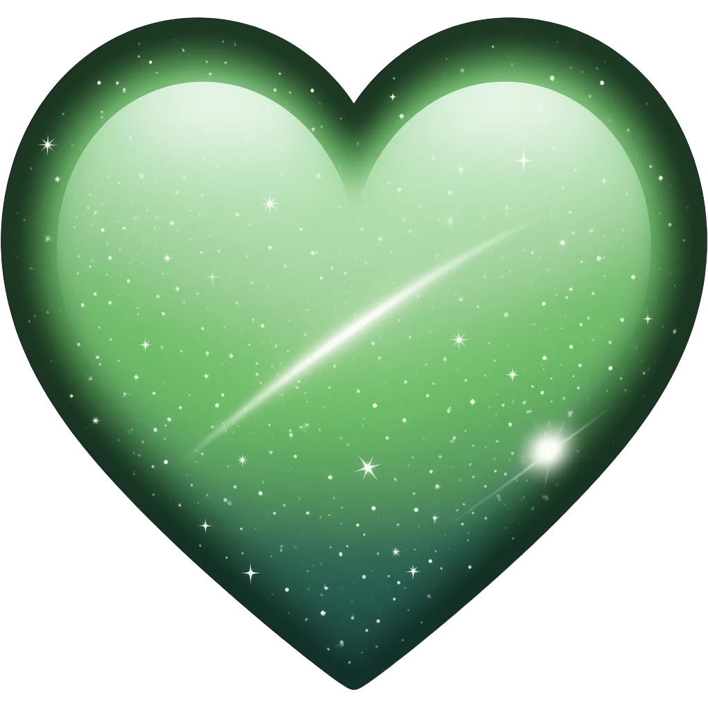 Green galaxy big heart black outline emoji