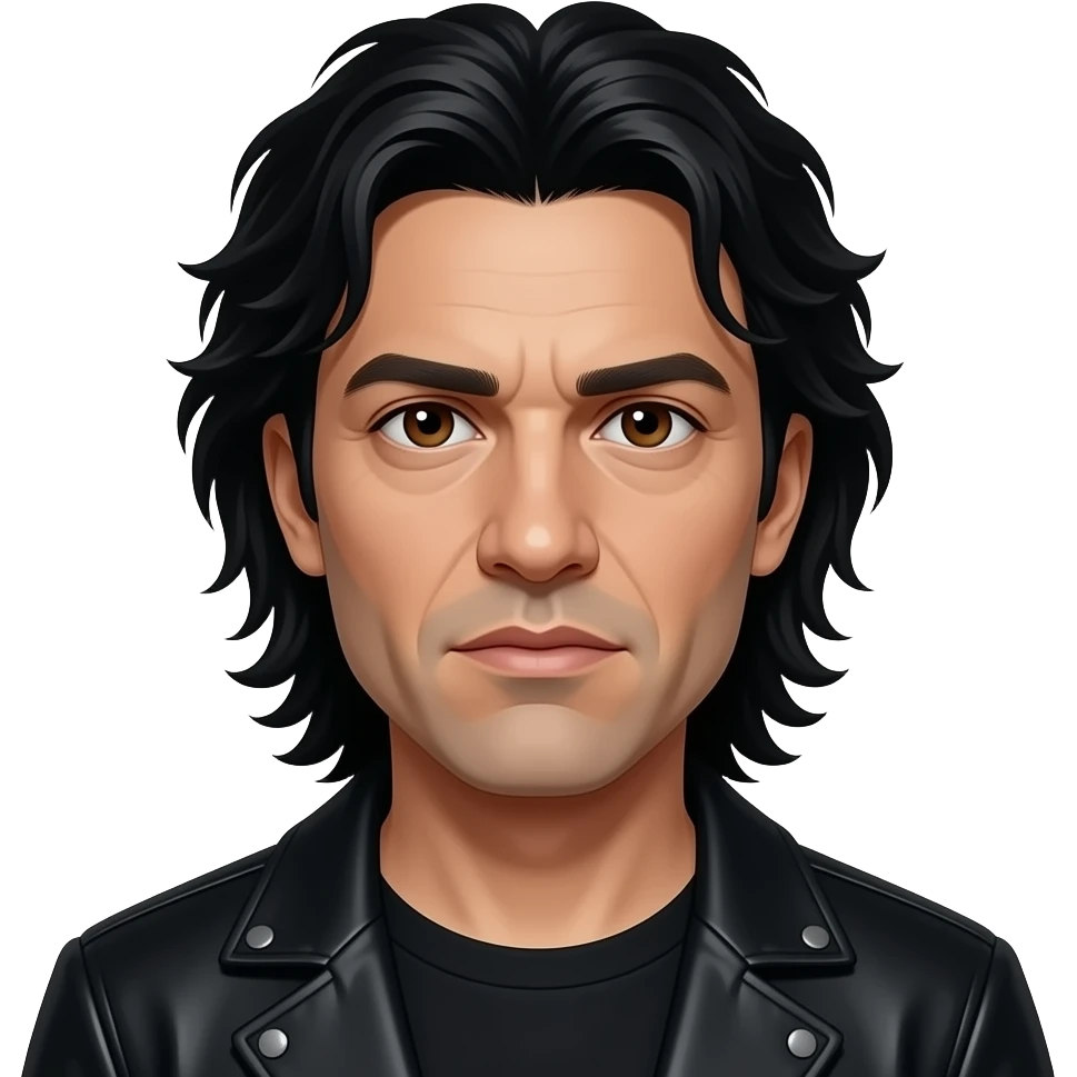 Chino Moreno with dark brown eyes, black hair, black nu-metal outfit emoji