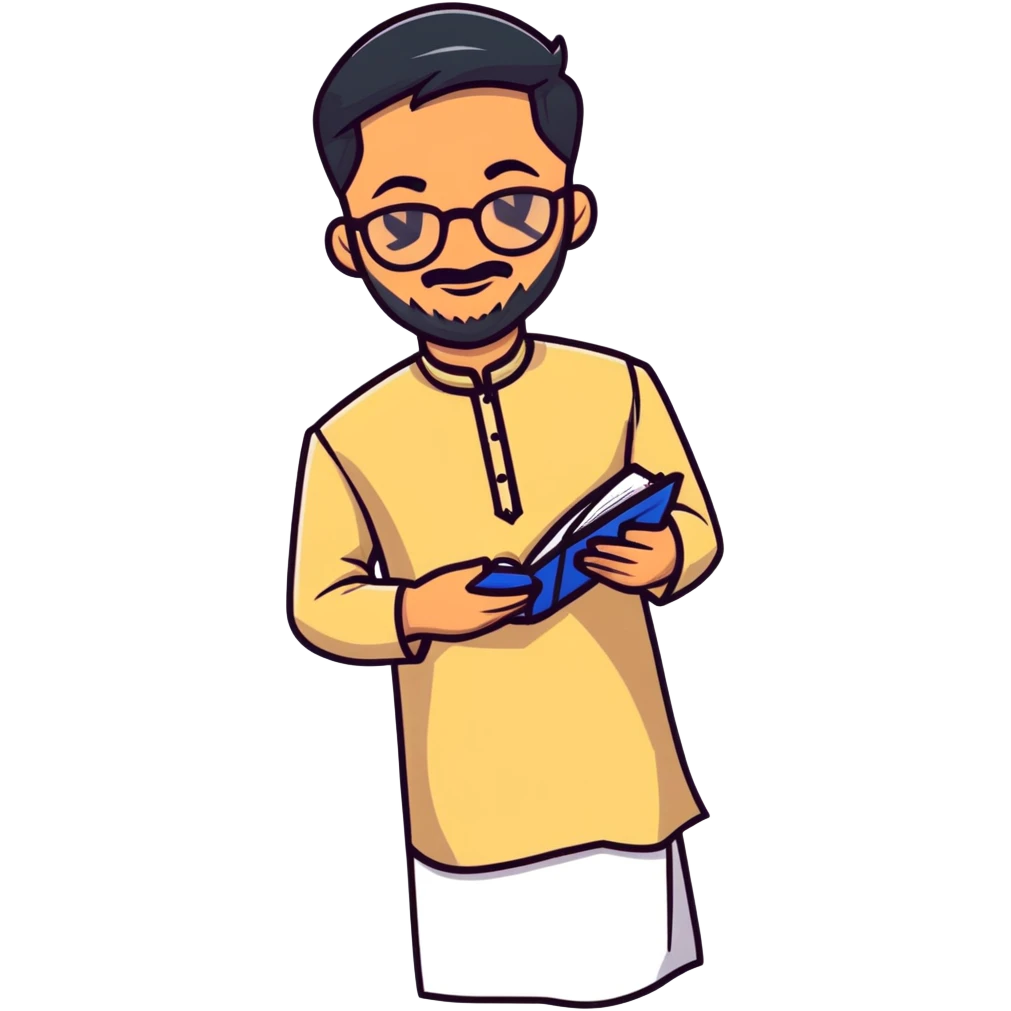 man with wheatish skin tone, wearing kurta with rectangle glasses emoji