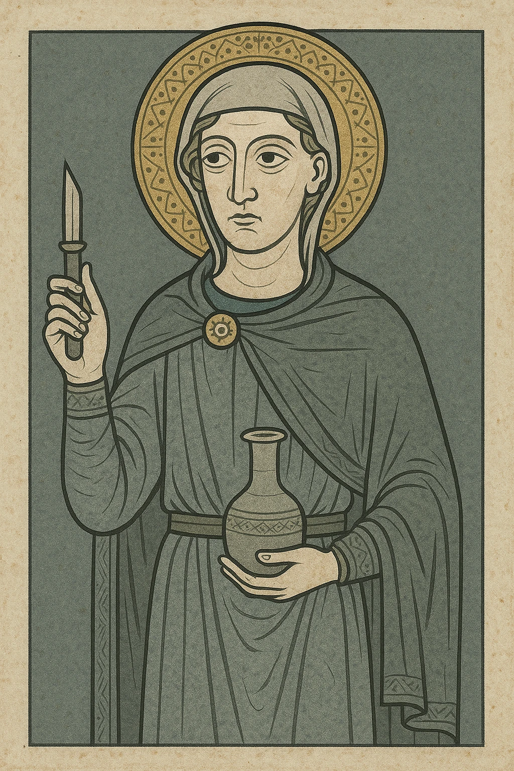 medieval physician holding medical tools, historical medieval art style emoji
