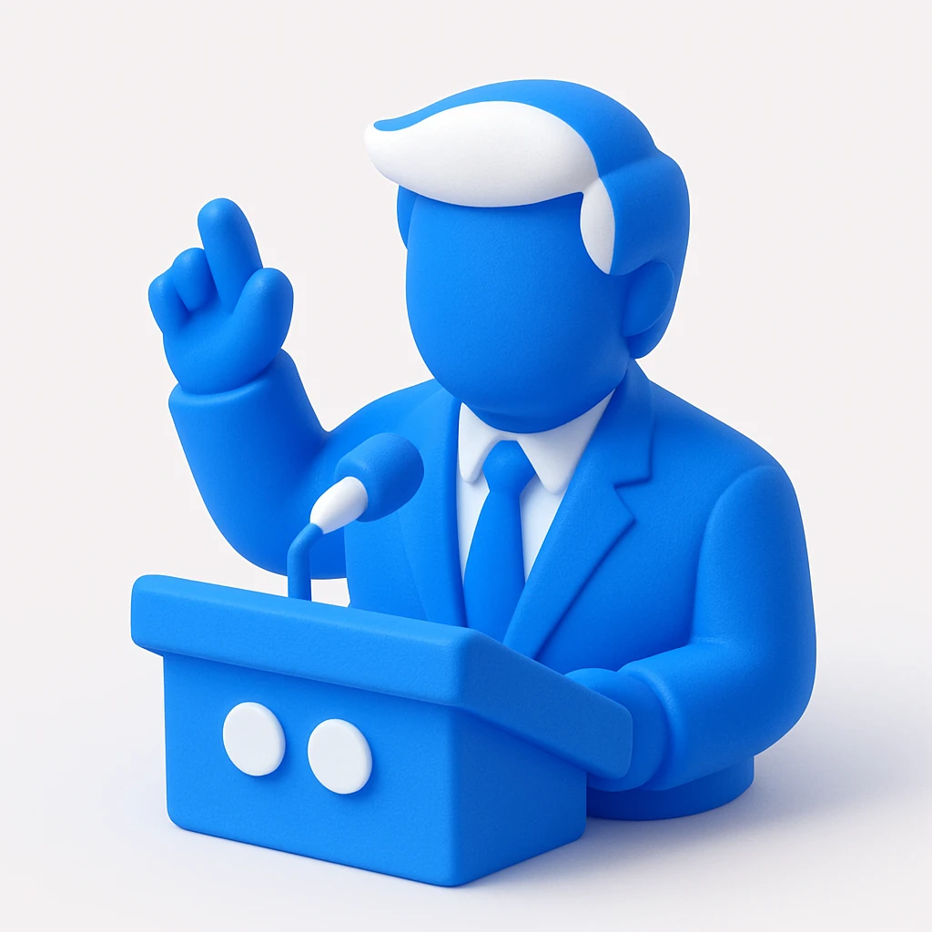 Donald Trump speaking at a rally emoji