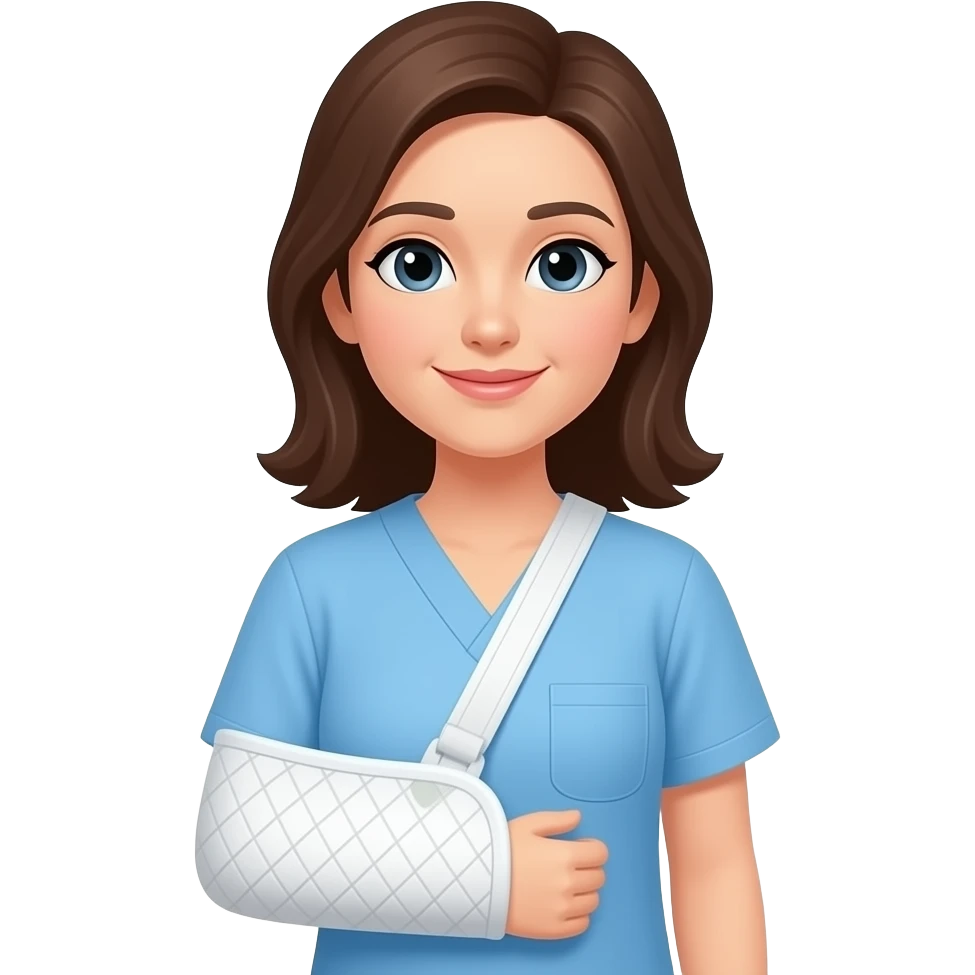 Woman wearing sling on right arm emoji