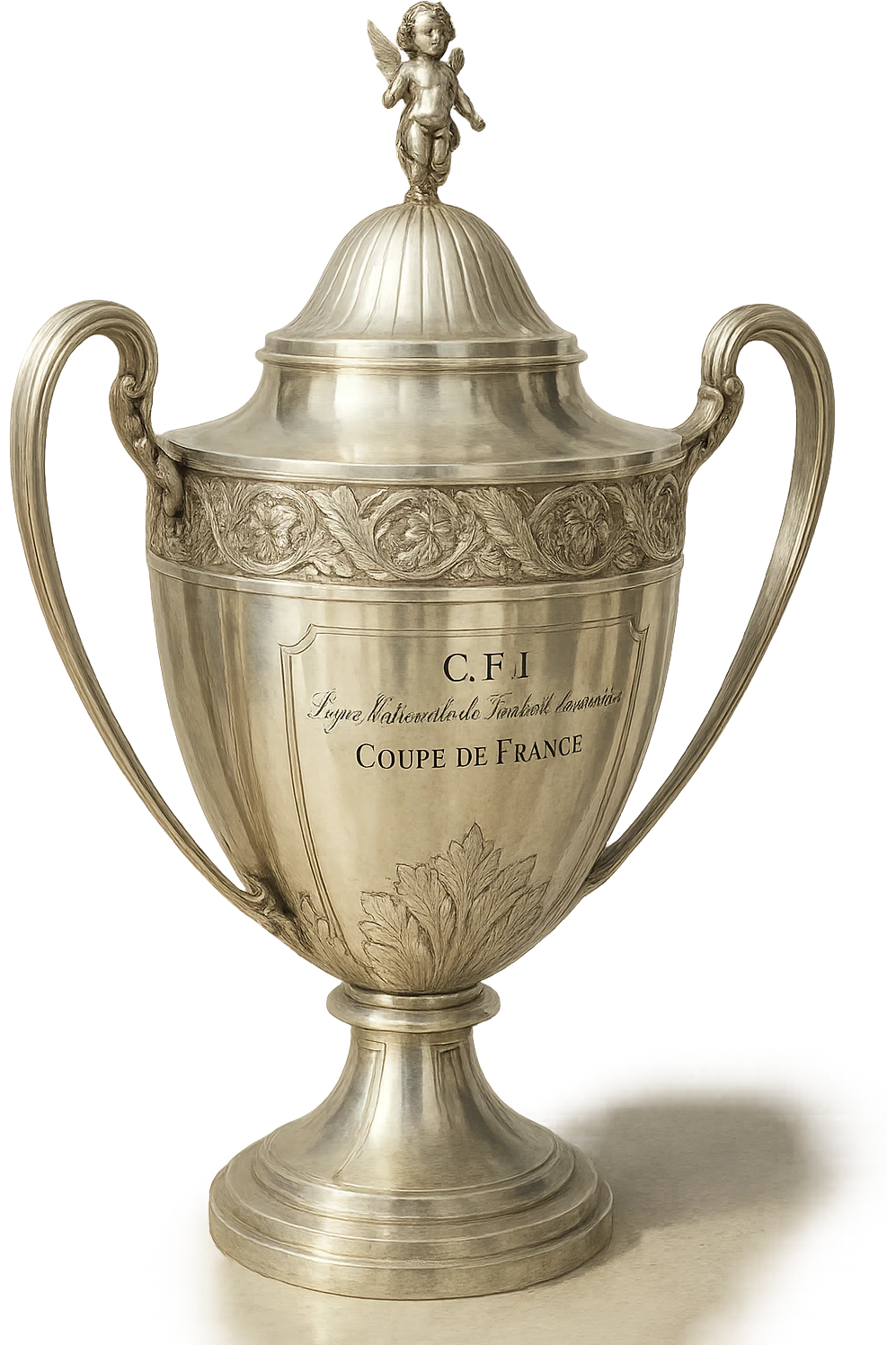Фотореалистичный и изометричный Coupe de France, объемный чуть слегка рисованный стиль, прозрачный фон emoji