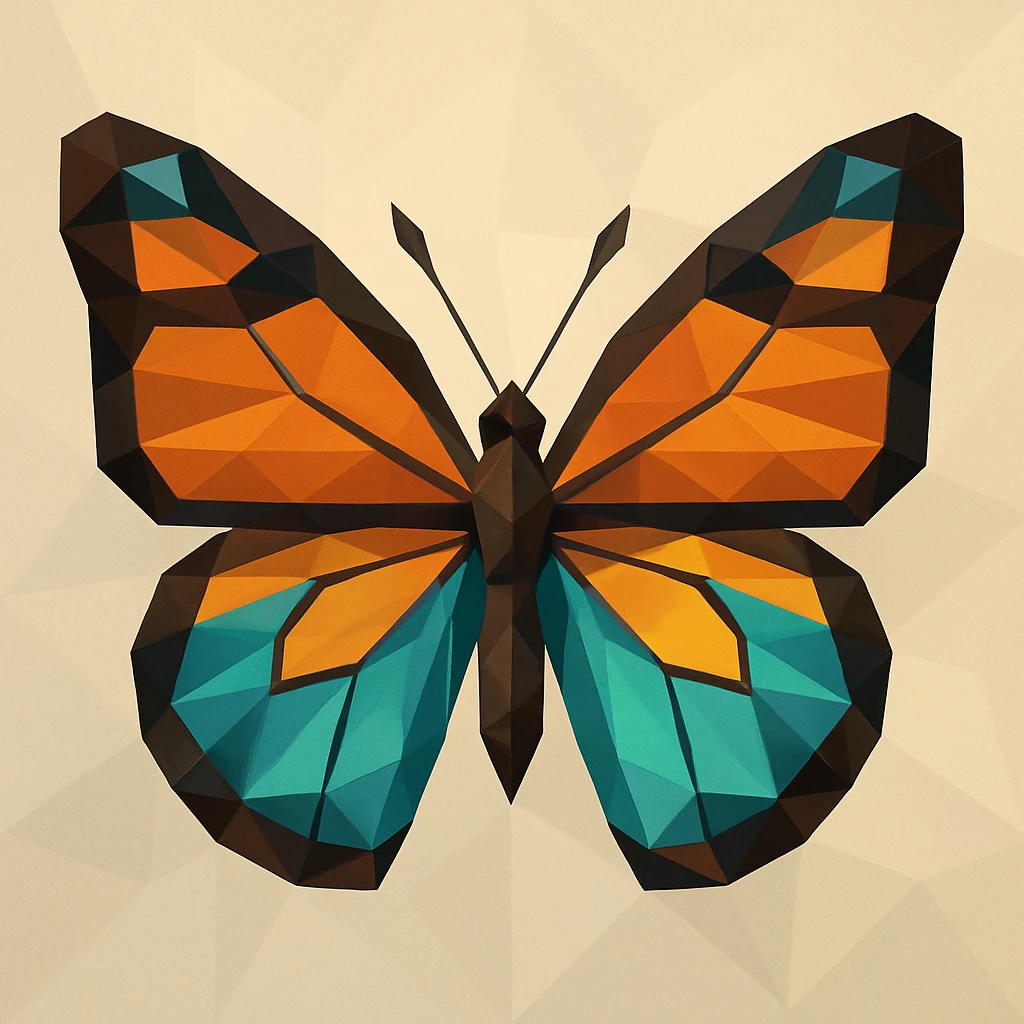 a butterfly in low-poly polygonal style with geometric shapes and modern look emoji
