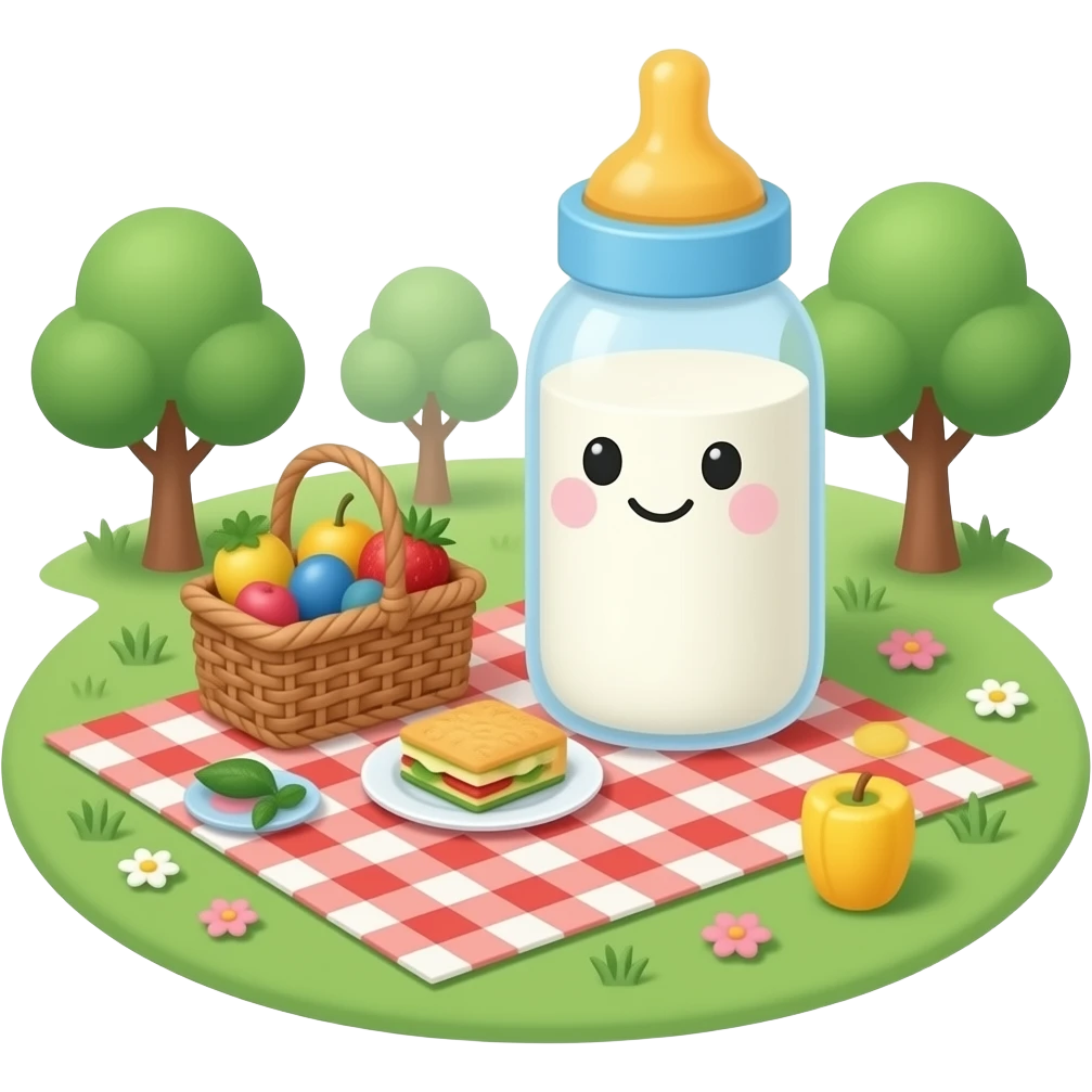 Picnic milk cute emoji