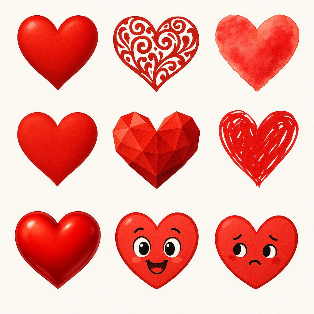 show more heart style emoji