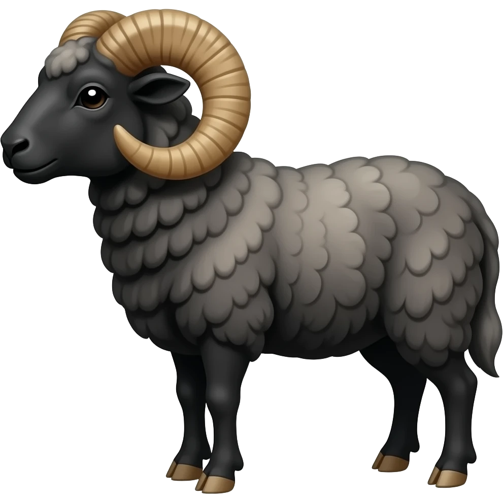 Cartoon black ram sheep emoji