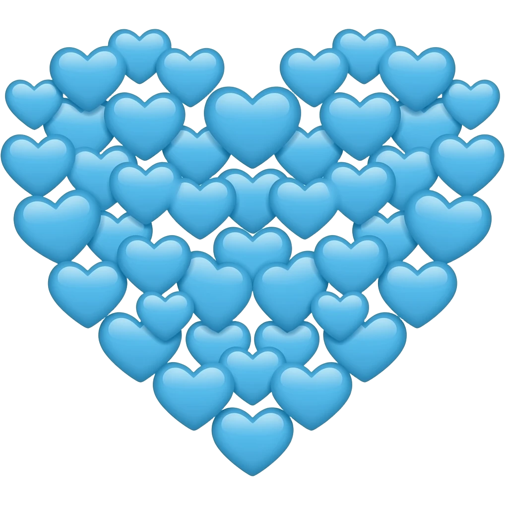 many 2D azure hearts🩵 disposed perfectly in a perfect heart shape emoji