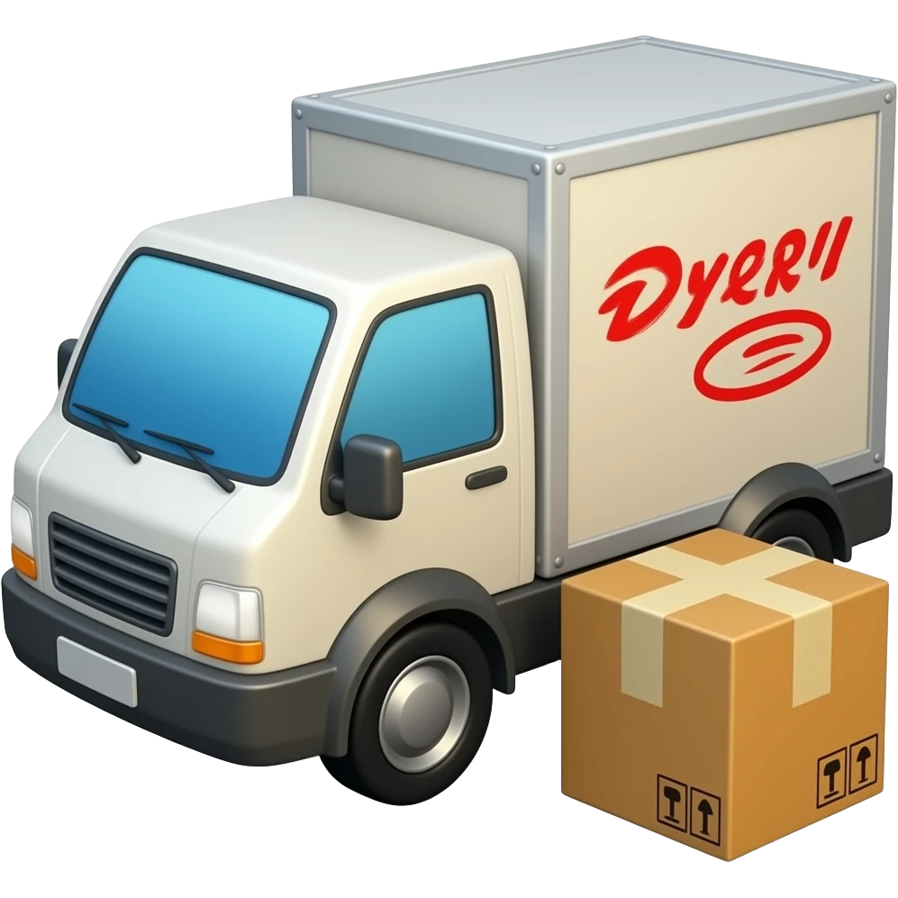 Delivery Cargo car with a box beside it. no name on the cargo emoji