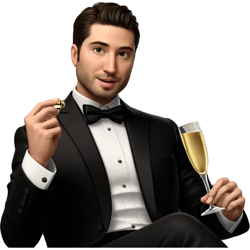 classy gentleman with champagne cup emoji