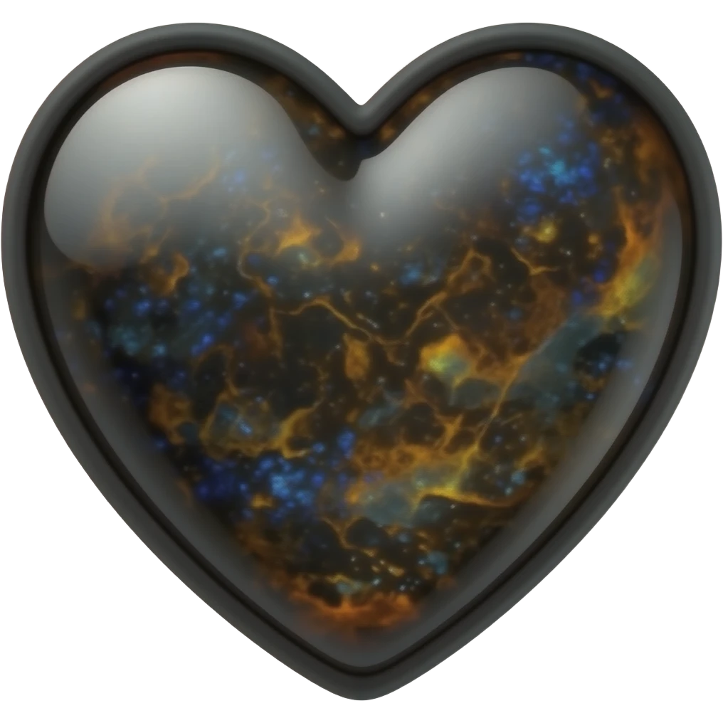 black fire opal heart emoji