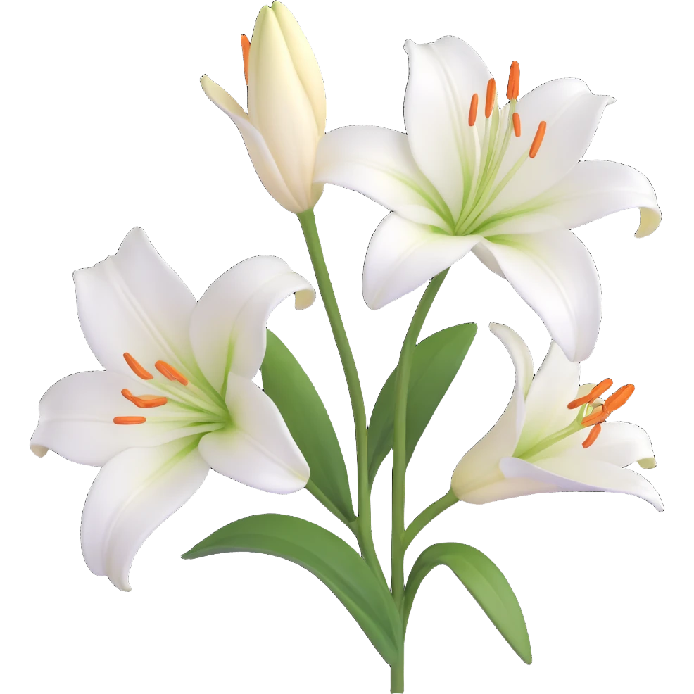 white lily flower, 3D realistic style, subtle highlights emoji