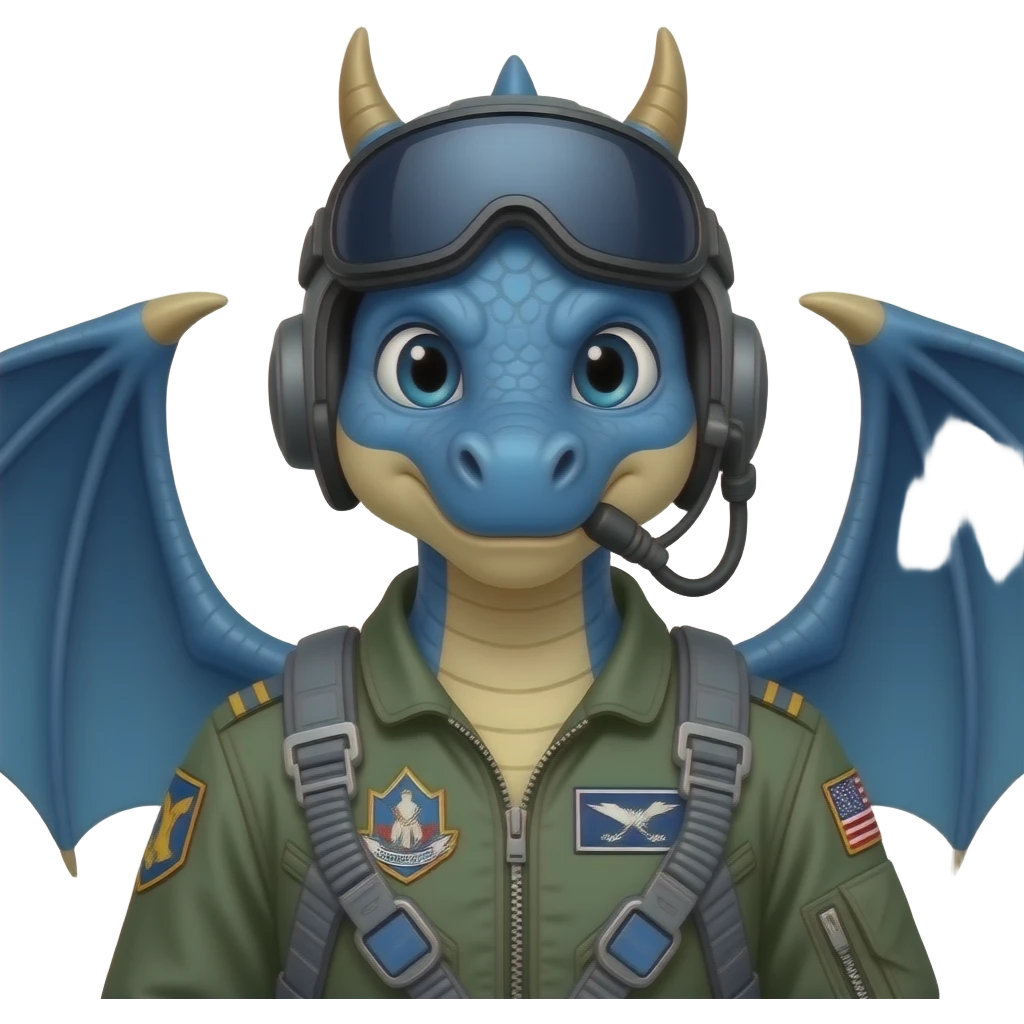 Blue dragon as fighter jet pilot emoji