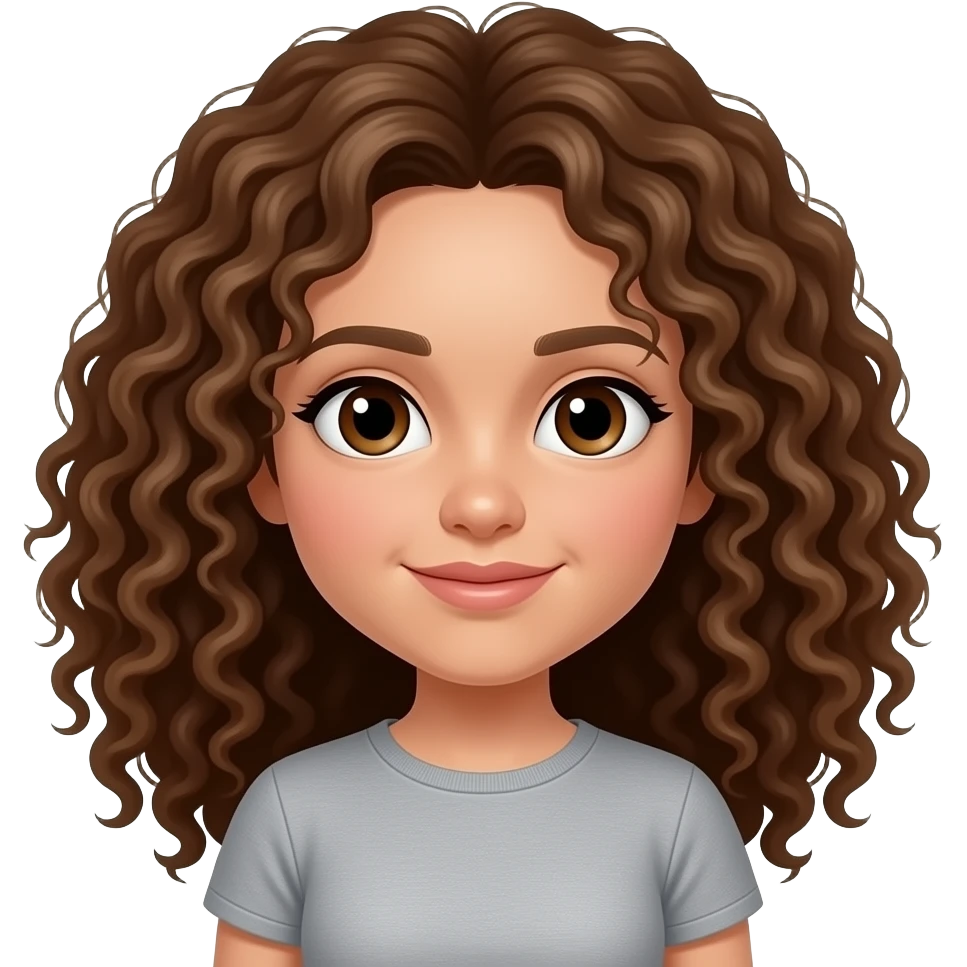 brown curly hair long hair brown eyes uggs grey t shirt emoji