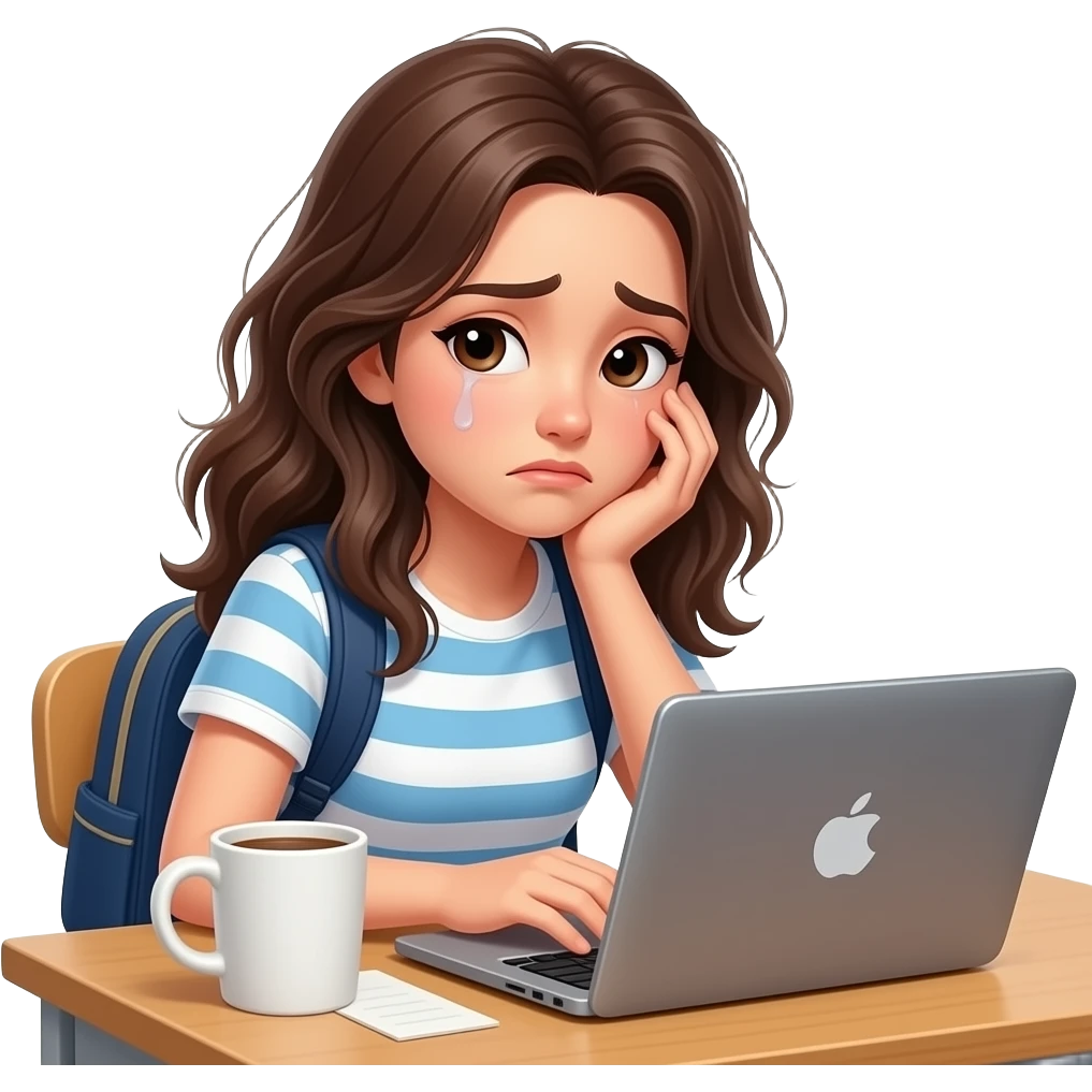 exhausted student female on laptop emoji