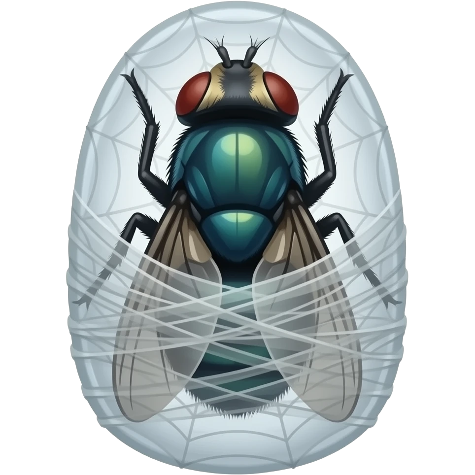 Fully cocooned mouse fly hybrid wrapped in fully spider silk coating with think  fully spider silk coating with think  fully spider silk coating with think  fully spider silk emoji
