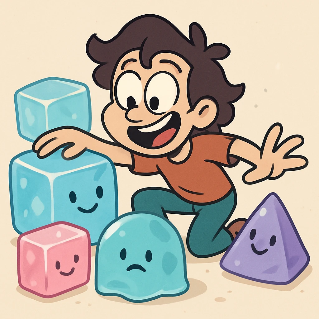 cartoon style ice, colorful, simple shapes, playful emoji