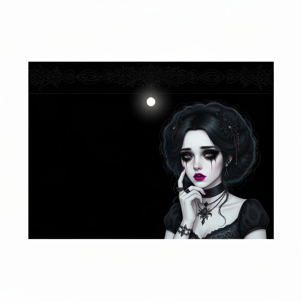 goth profile banner, cute, expressive, minimal, variation 1 emoji