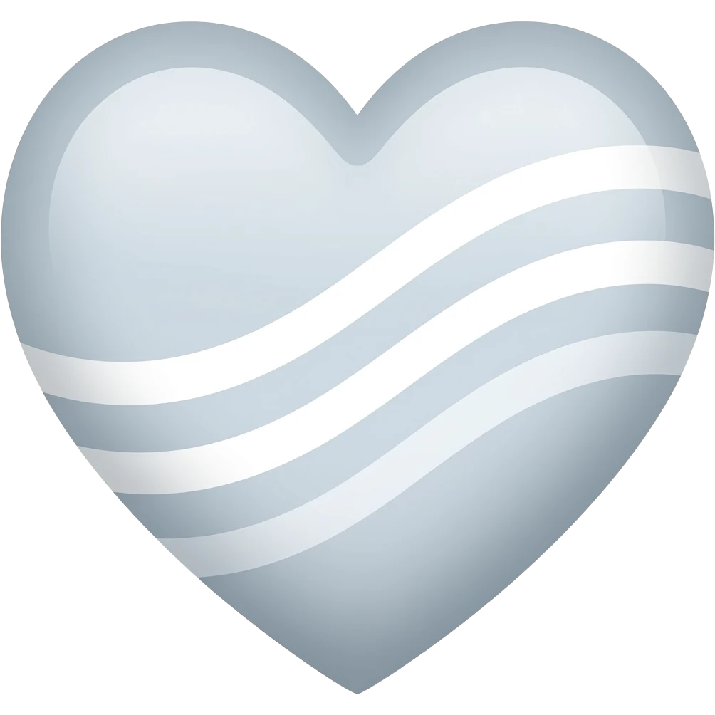 Lightish grey heart and white waves in it emoji