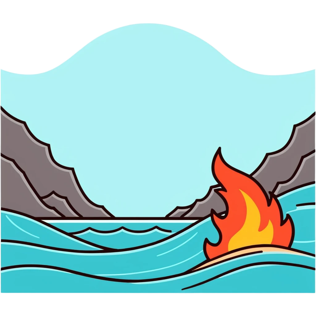 Fire and ocean emoji