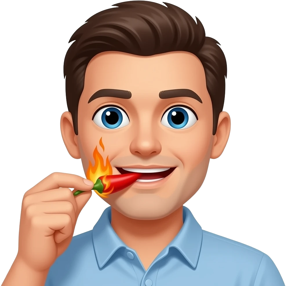 شخص يحترق من أكل الفلفل emoji