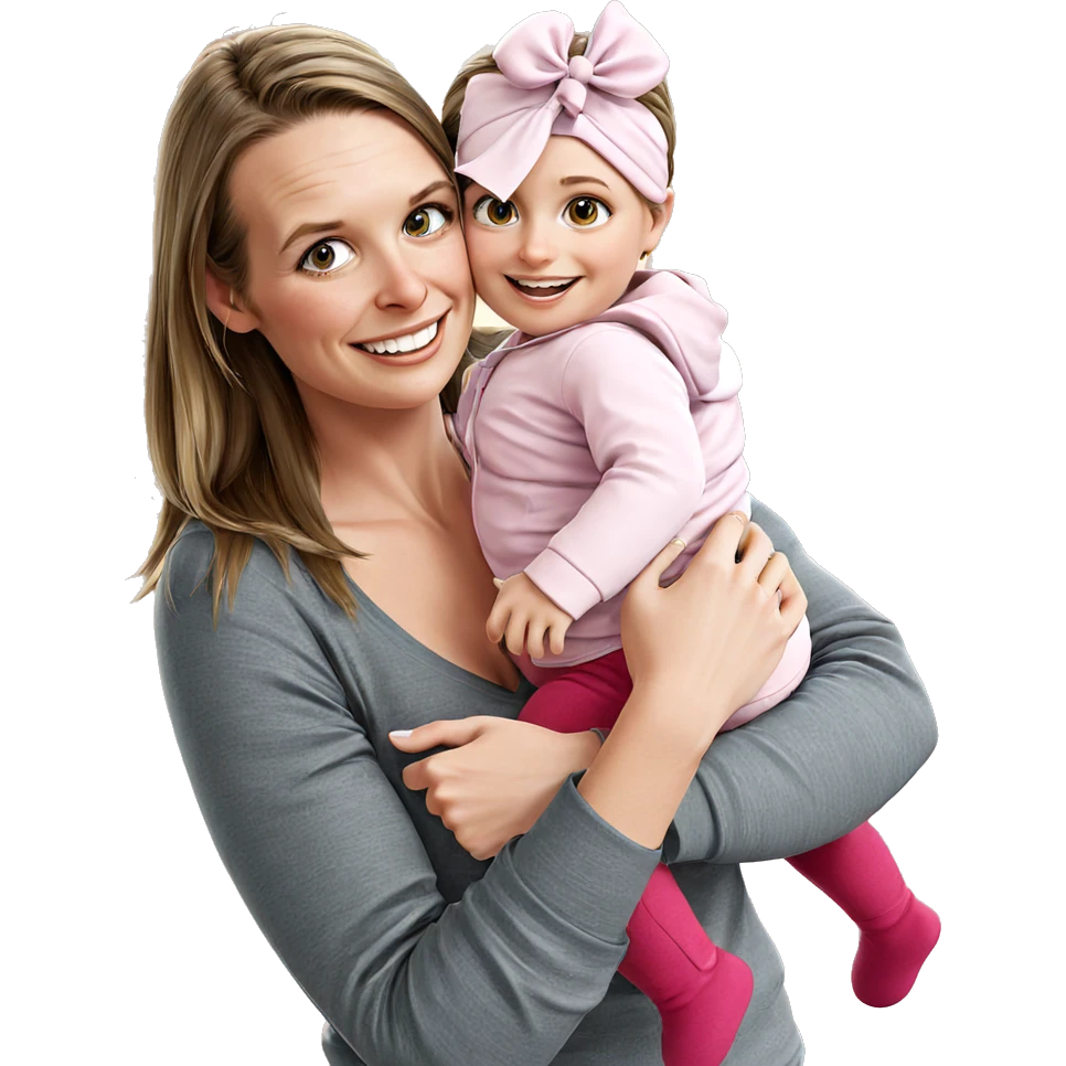 smiling girls with baby emoji