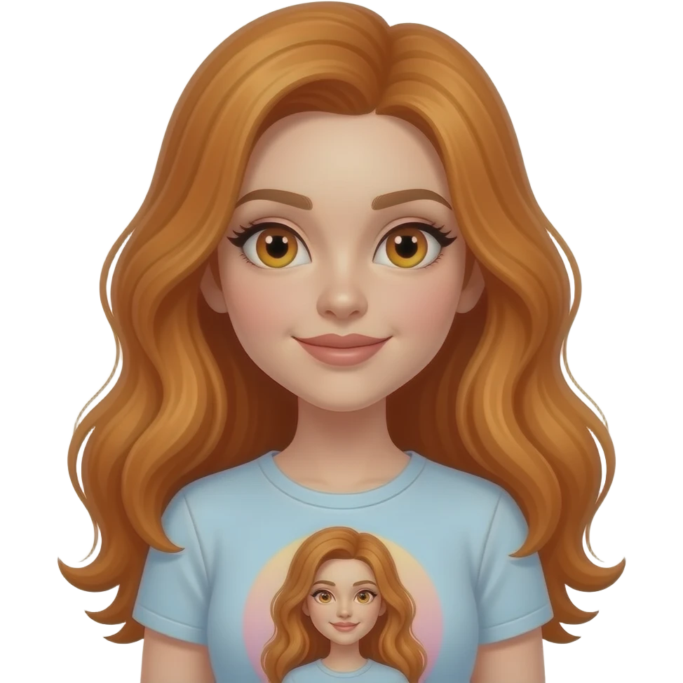 sexy girl with overlong ginger hair and ginger eyes a top with OMG written on it emoji