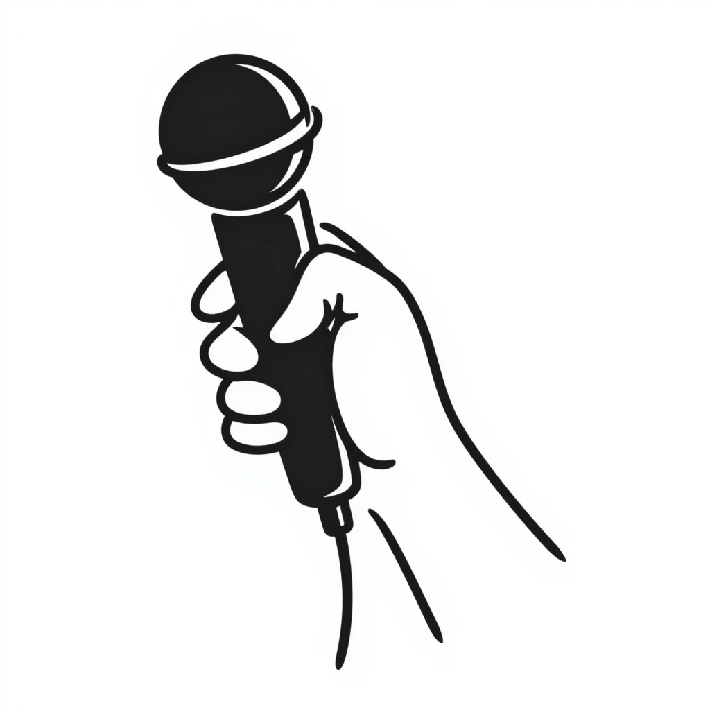 microphone hand drawn doodle style emoji