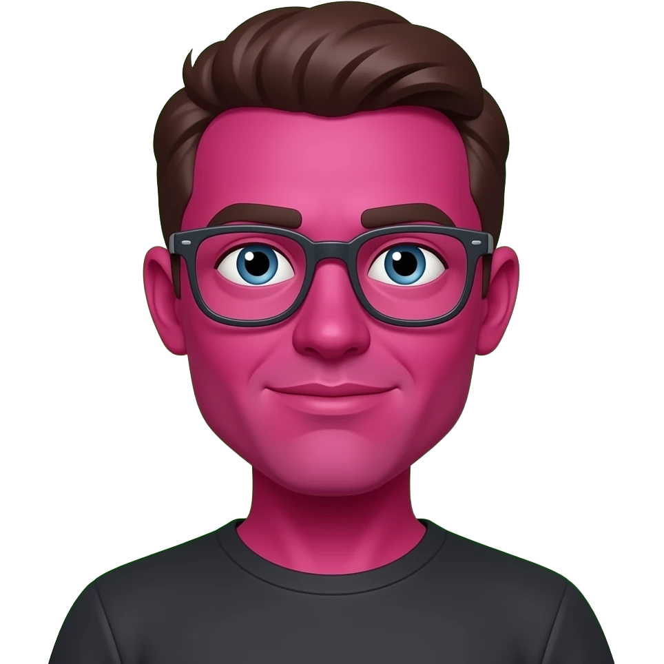 Create a default nerd emoji but make it hot dark pink and scene green emoji